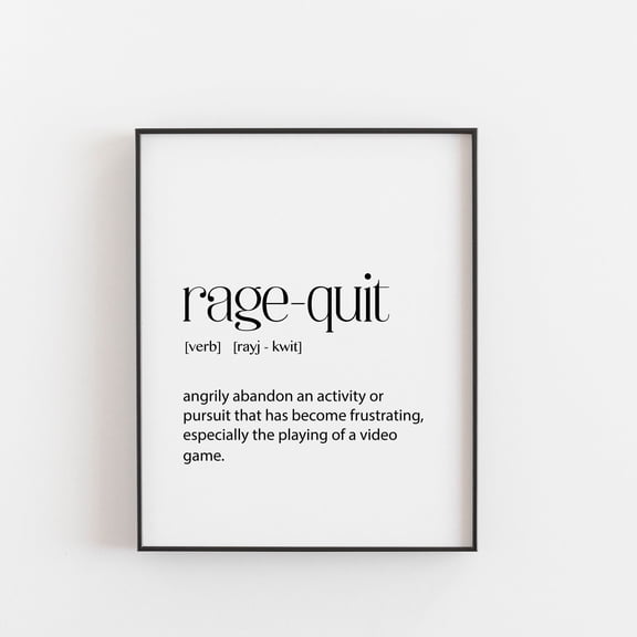Rage Quit Print, Gaming Print, Gaming Wall Art, Boy, Teenage Boy Gifts, Teenager Gaming Gift, Funny Gaming Gift, Gamer Boy Poster, Poster Only