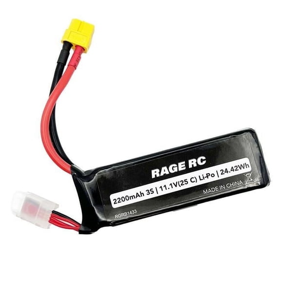 Rage RC B1433 11.1V 3S 2200mAh 25C LiPo with XT60 Connector for Black Marlin EX Brushless