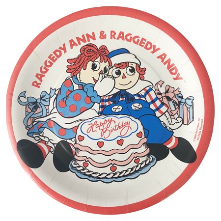 Various Raggedy Ann and Raggedy Andy Vintage Disposable Paper Plates, 8 Count