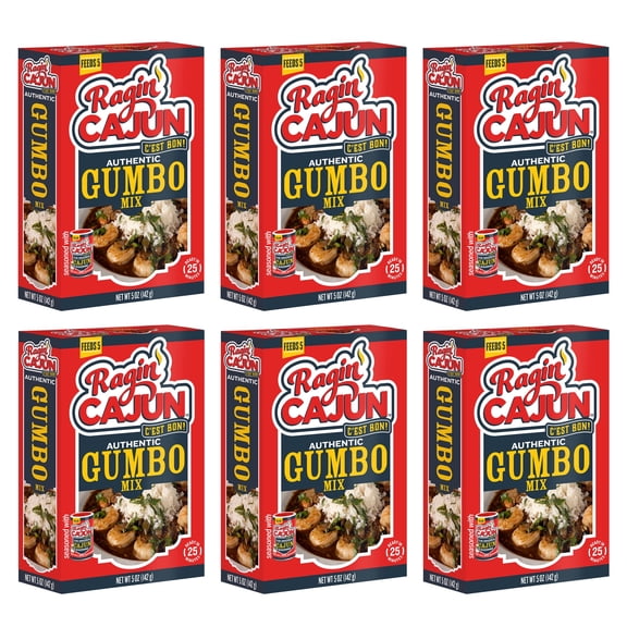 Ragin Cajun Authentic Gumbo Mix, Louisiana Creole Soup Base, 5 oz Box, 6 Pack