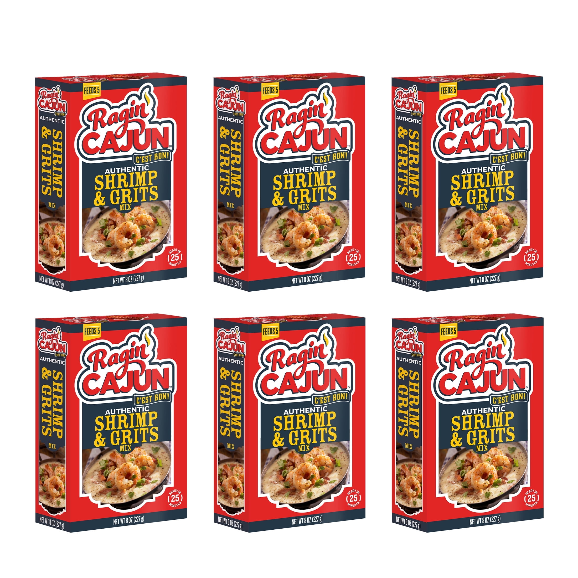 Ragin’ Cajun Authentic Shrimp & Grits Mix, Cajun Creole Dinner Box, 5 oz, Pack of 6