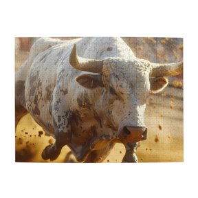 Raging Bull Charge Arena 500-Piece Wooden Jigsaw Puzzle for Adults, Fun & Challenging Family Game, Stylish Wall Decor & Holiday Gift