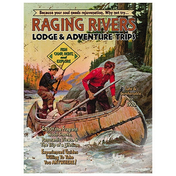 Raging Rivers Lodge And Adventure Trips Novelty Sign | Indoor/Outdoor | Funny Home Décor for Garages, Living Rooms, Bedroom, Offices | SignMission personalized gift Wall Plaque
