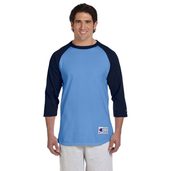 Raglan Baseball T-Shirt - Light Blue/Navy - 3X-Large