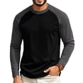 thumbnail image 1 of Raglan Color Block Tshirt for Men Long Sleeve Crew Neck Soft Casual Tshirts, 3XL, 1 of 4