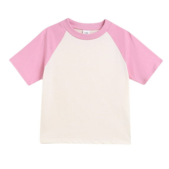 Raglan Shirt Kids Girls' Short Sleeve Crewneck T-Shirt Tee Kids Short-Sleeve Cotton T-Shirt Basic Summer Tee Tops Zip up Lightweight Hoodie Girl 2Y