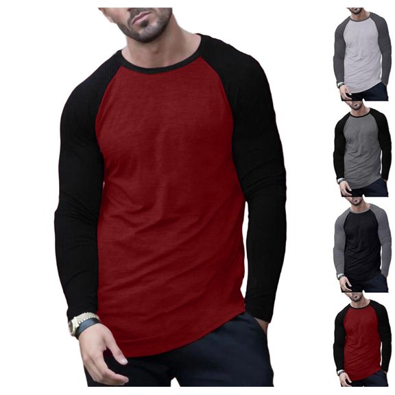 Raglan Shirt Men - Soft Sports Jersey Style Long Sleeve Baseball Shirts for Men Wine XXL
