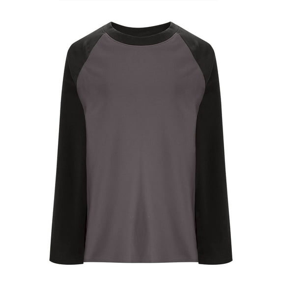 Raglan Shirt for Women Casual Long Sleeve Crew Neck Tops Boyfriend Style Blouse Dark Gray S