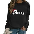 thumbnail image 1 of Raglan Sleeve Sweatshirts Tops for Women 2025 Merry Letter Print Christmas Shirts Long Sleeve Crewneck Pullover (S, Black 02), 1 of 4