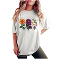 thumbnail image 1 of Raglan Sleeve Tops For Women Floral Print Tshirts Women Crew Neck Short Sleeves Tees Swing Flare Top for Leggings Casual Comfy Tunic Tops For Women Basic Loose Fit T-Shirts, 1 of 6