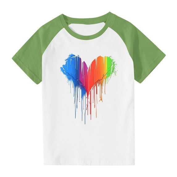Raglan T-shirts for Kids 3-14 Years Boys Girls Summer Short Sleeve Casual Tshirts Crew Neck Base Tees (5 Years, Green 02)