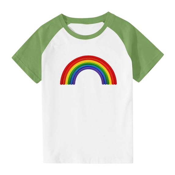 Raglan T-shirts for Kids 3-14 Years Boys Girls Summer Short Sleeve Casual Tshirts Crew Neck Base Tees (5 Years, Green 07)