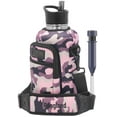 thumbnail image 1 of Ragland Half Gallon Insulated Water Bottle with Straw Lid, Large 64 oz Stainless Steel Water Bottle with Filter & Carrying Strap Bag (Includes 2 Filtering Straws) Pink Camo, 1 of 9