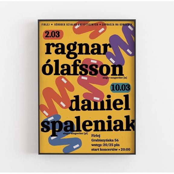 Ragnar Olafsson Daniel Spaleniak Yellow Music Gig Print, Unframed Paper Poster 8x10in
