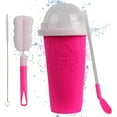 thumbnail image 1 of Ragnify Slushy Cup Slushie Maker Ice Cup Silica Cup Pinch Cup Summer Cooler Smoothies Cup Double Layer Squeeze Cup Slush Maker Cup Home DIY Smoothie Cup for Children and Adult(Pink ), 1 of 5