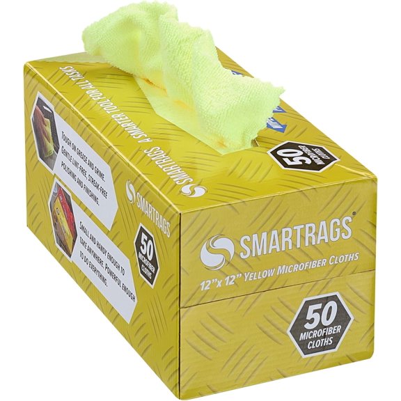 Rags Microfiber Cleaning Cloths, Pack of 50 in a Box, Lint Free 180 GSM Towels for Auto, Office and Household Cleaning, 12 x 12 in, Yellow