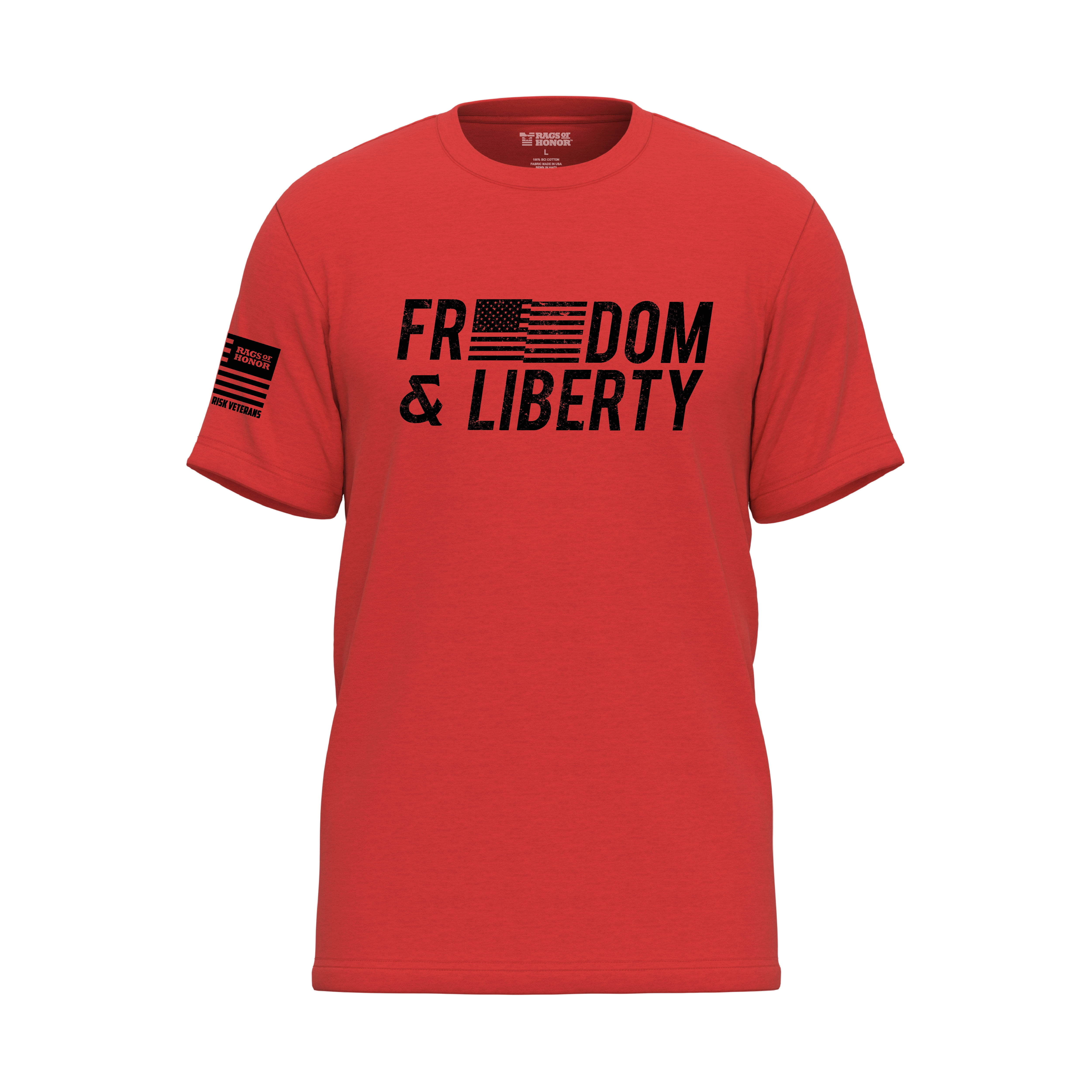 Rags of Honor All Gender Short Sleeve Patriotic Freedom and Liberty Graphic Tee Shirt, Men's Sizes S-5XL