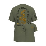 RAGS OF HONOR All Gender Short Sleeve Patriotic Home of the Free Because of the Brave Snake Graphic Tee Shirt, Mens Sizes S-5XL