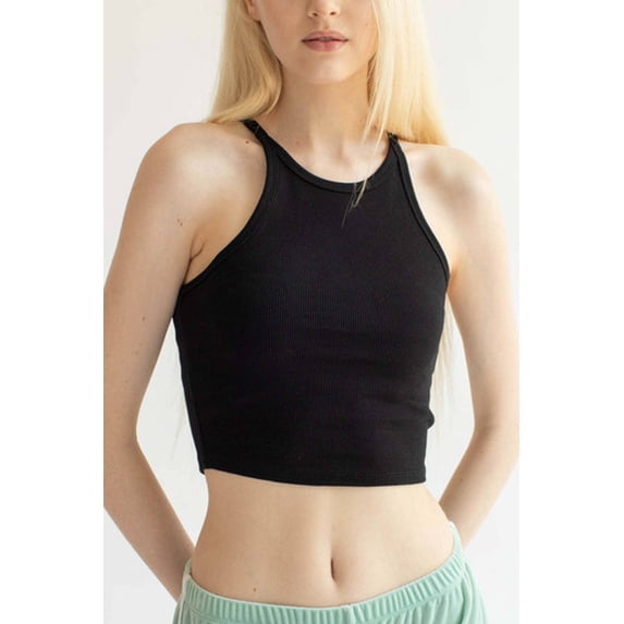 Ragstock Black Ribbed Crew Neck Cami