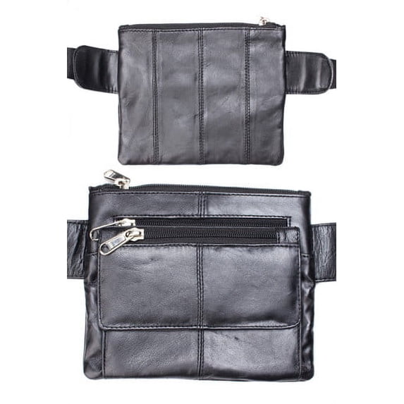 Ragstock Black Square Leather Fanny Pack