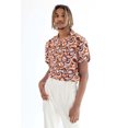 thumbnail image 1 of Ragstock Burnt Orange Floral Loops Button Up Shirt, 1 of 4