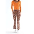 thumbnail image 1 of Cappuccino Floral Flares - Women's Bell Bottom Pants, Brown/Orange, 1 of 4