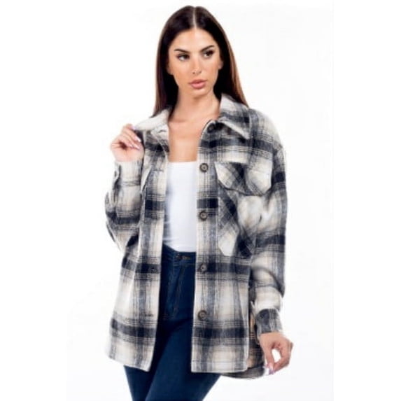 Chandra Plaid Shacket - Women's Long Sleeve Button-Down Jacket