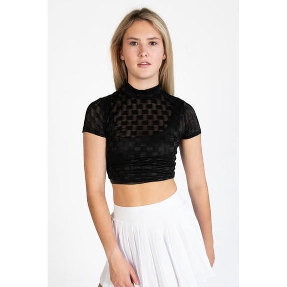 Ragstock Checker Mesh Short Sleeve Mock Shirt