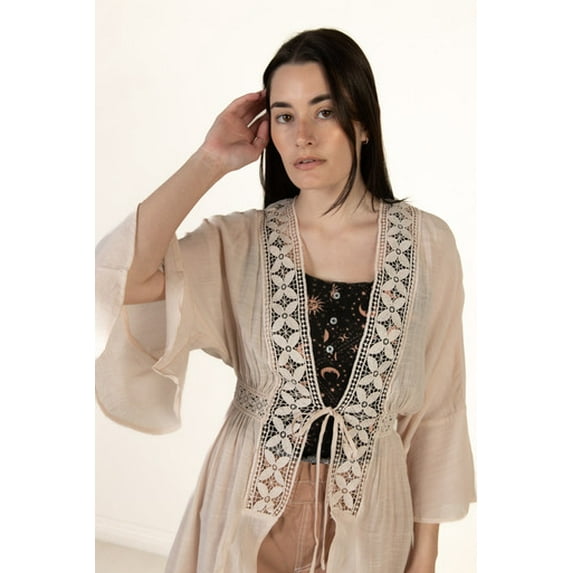 Ragstock Cream Crochet Trim Duster