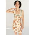 thumbnail image 1 of Crochet Granny Square Mini Dress - Retro Boho Chic Handmade Sundress, 1 of 4