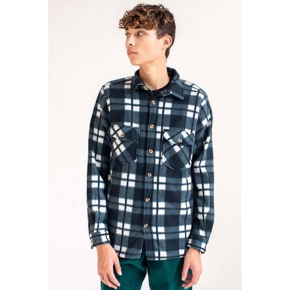 Ragstock Dark Green Plaid Polar Fleece Shacket