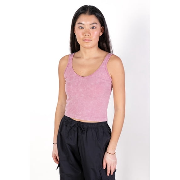 Ragstock Dusty Pink Ribbed Deep V Top