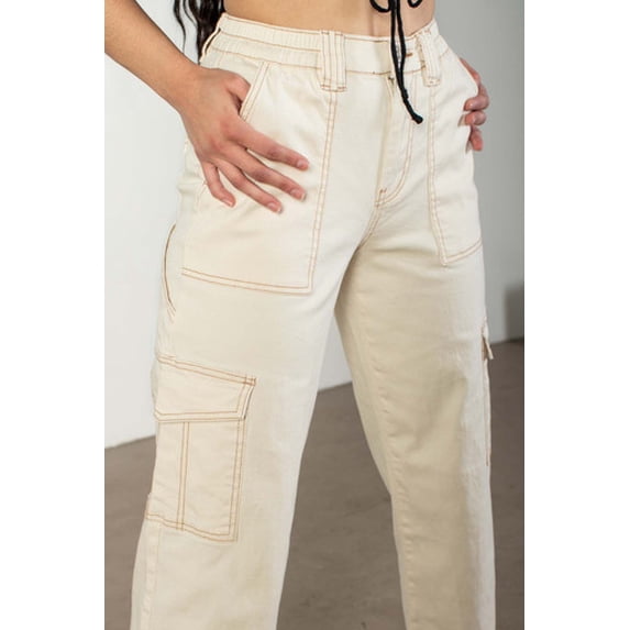 Ecru Cargo Skater Jeans - Women's Baggy Utility Pants