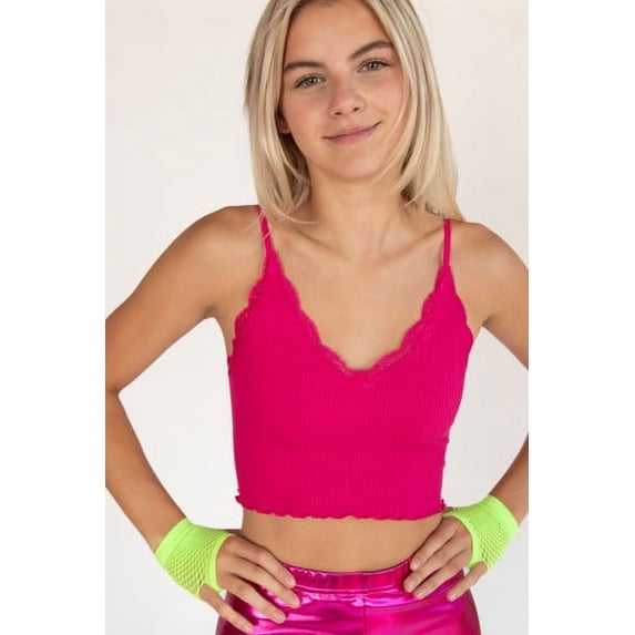 Ragstock Fuchsia Lace Trim Seamless Cami