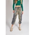 thumbnail image 1 of Gray Mushroom Floral Patchwork Joggers - Women's Casual Boho Pants, 1 of 4