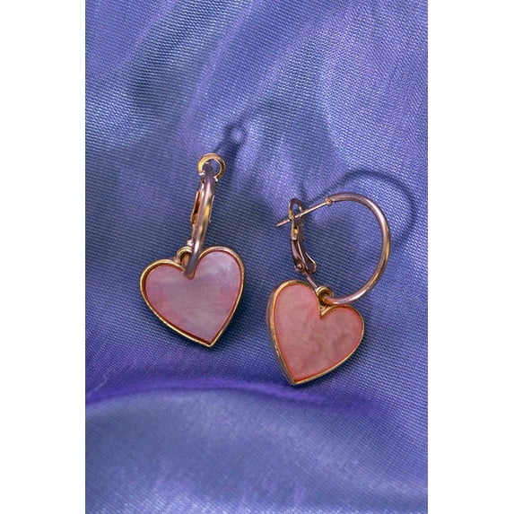 Ragstock Heart Charm Hoop Earrings