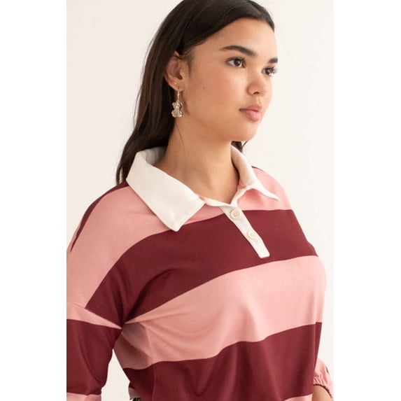 Ragstock Maroon Cropped Rugby Polo