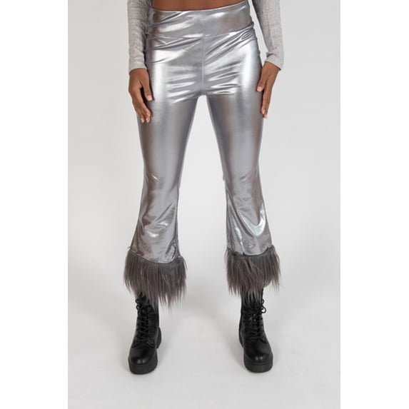 Ragstock Metallic Fur Trim Flare Pants