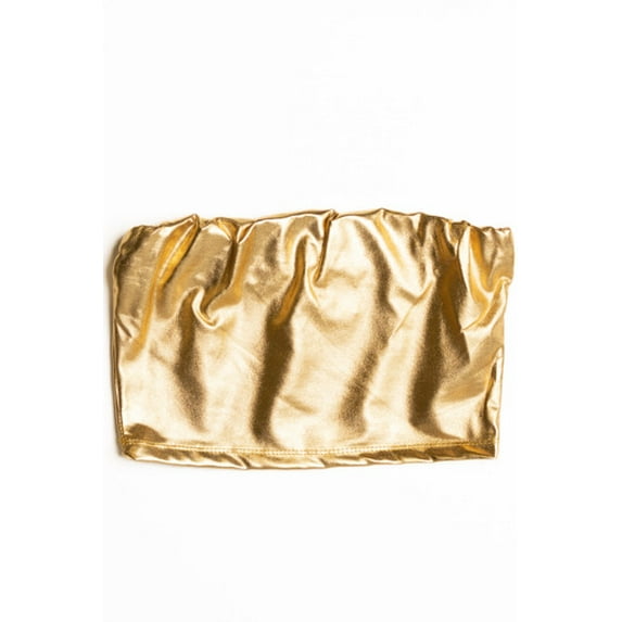 Metallic Gold Tube Top - Shiny Strapless Party Crop Top