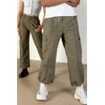 thumbnail image 1 of Ragstock Olive Green Nylon Cargo Parachute Pants, 1 of 4