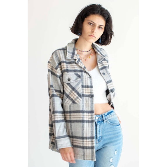 Ragstock Oversized Grey Plaid Jacket