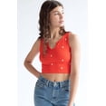 thumbnail image 1 of Ragstock Red Embroidered Flower Seamless Notch Tank, 1 of 4