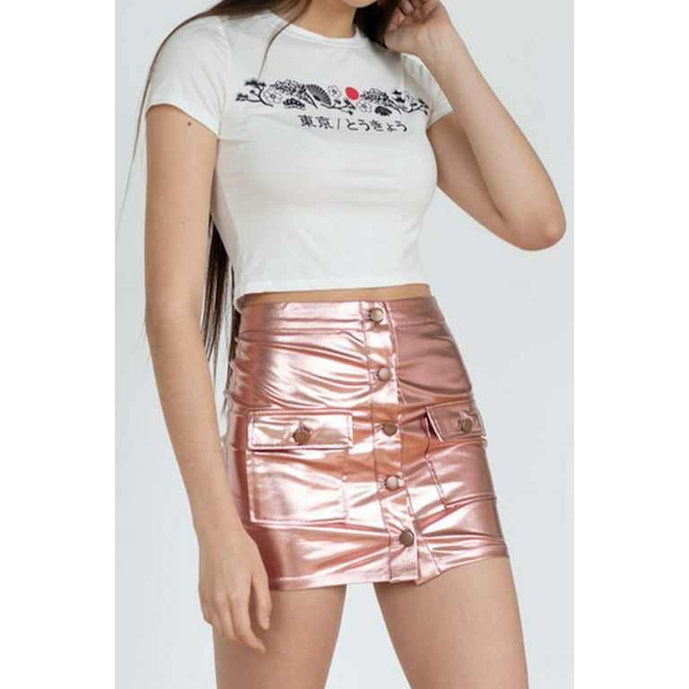 Ragstock Rose Gold Button Front Skirt Walmart