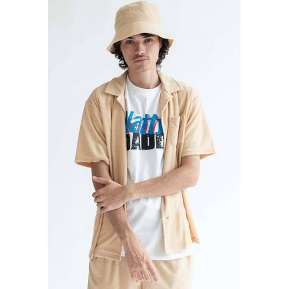 Ragstock Tan Terry Knit Button Up Shirt