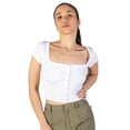 thumbnail image 1 of Ragstock White Square Neck Button Front Crop Tee, 1 of 4