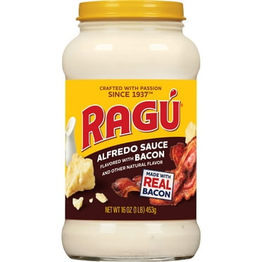 Ragu Alfredo Bacon Pasta Sauce, Real Cheese & Real Bacon Bits, Zero Sugar, 16 oz