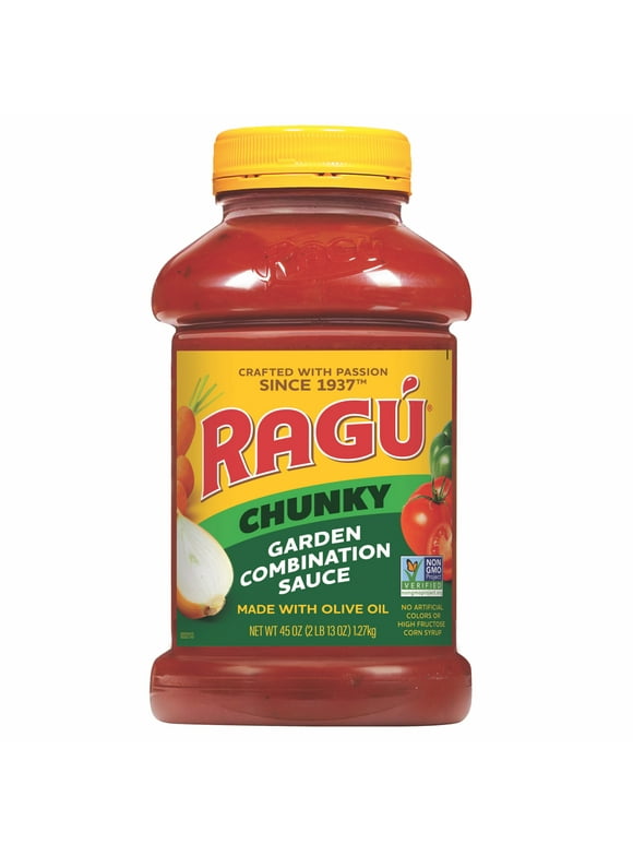 Ragu Chunky Garden Pasta Sauce with Tomatoes, Onions, Celery, Carrots, Zucchini, Green Bell Peppers, 45 oz