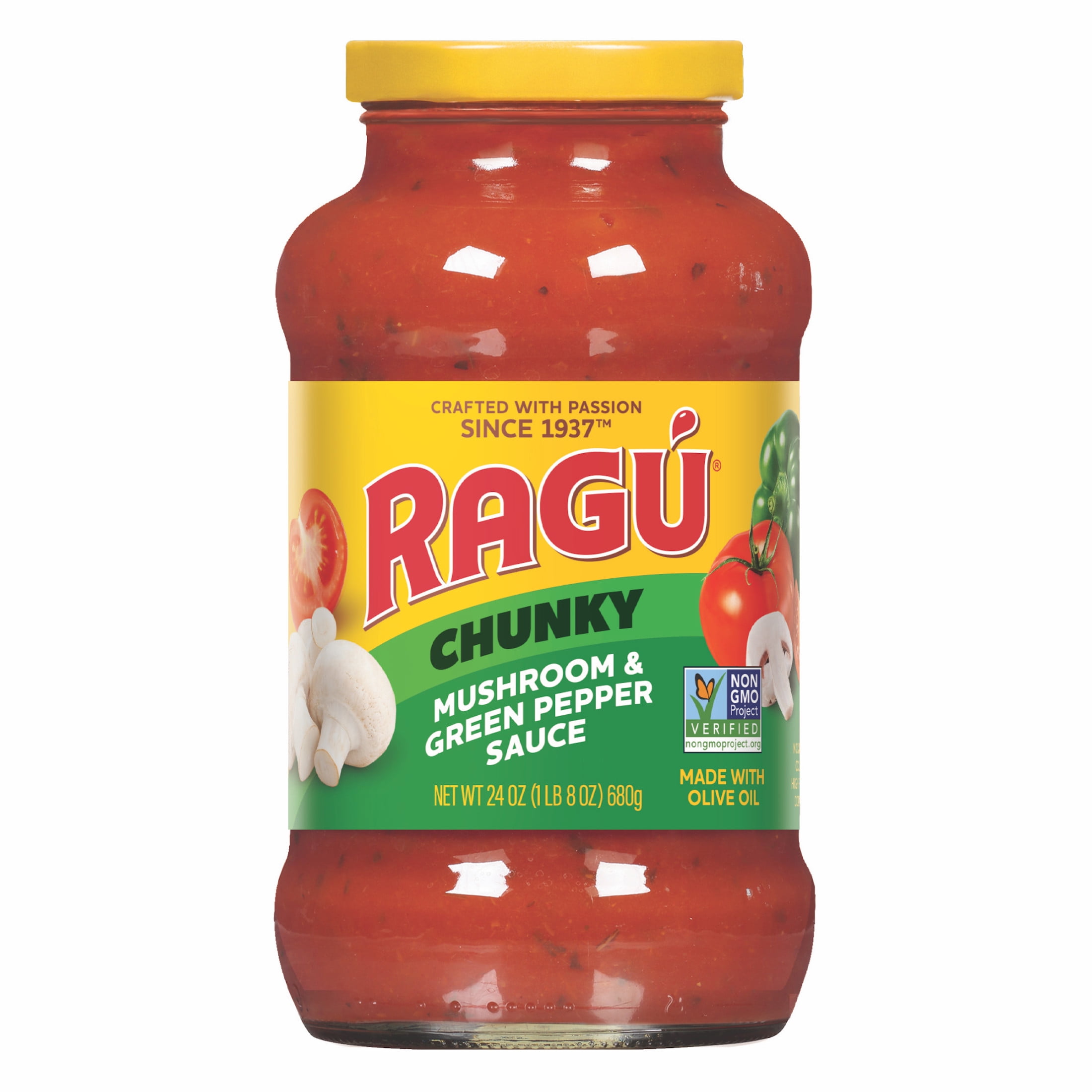 Ragu Chunky Mushroom and Green Pepper Pasta Sauce with Diced Tomatoes, 24 oz