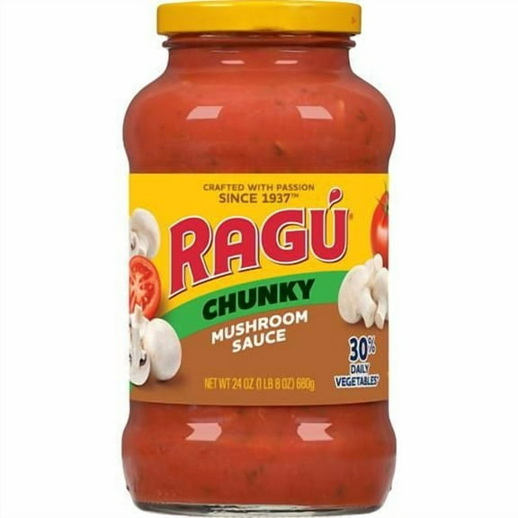 Ragu Chunky Super Chunky Mushroom Pasta Sauce With Hearty Mushrooms, Diced Tomatoes, And Italian Herbs And Spices, 24 Oz - Pack of 2
