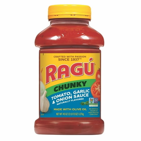 Ragu Chunky Garden Combination Pasta Sauce with Diced Tomatoes, Onions, Celery, Carrots, Zucchini, Green Bell Peppers, and Italian Herbs and Spices, 45 OZ